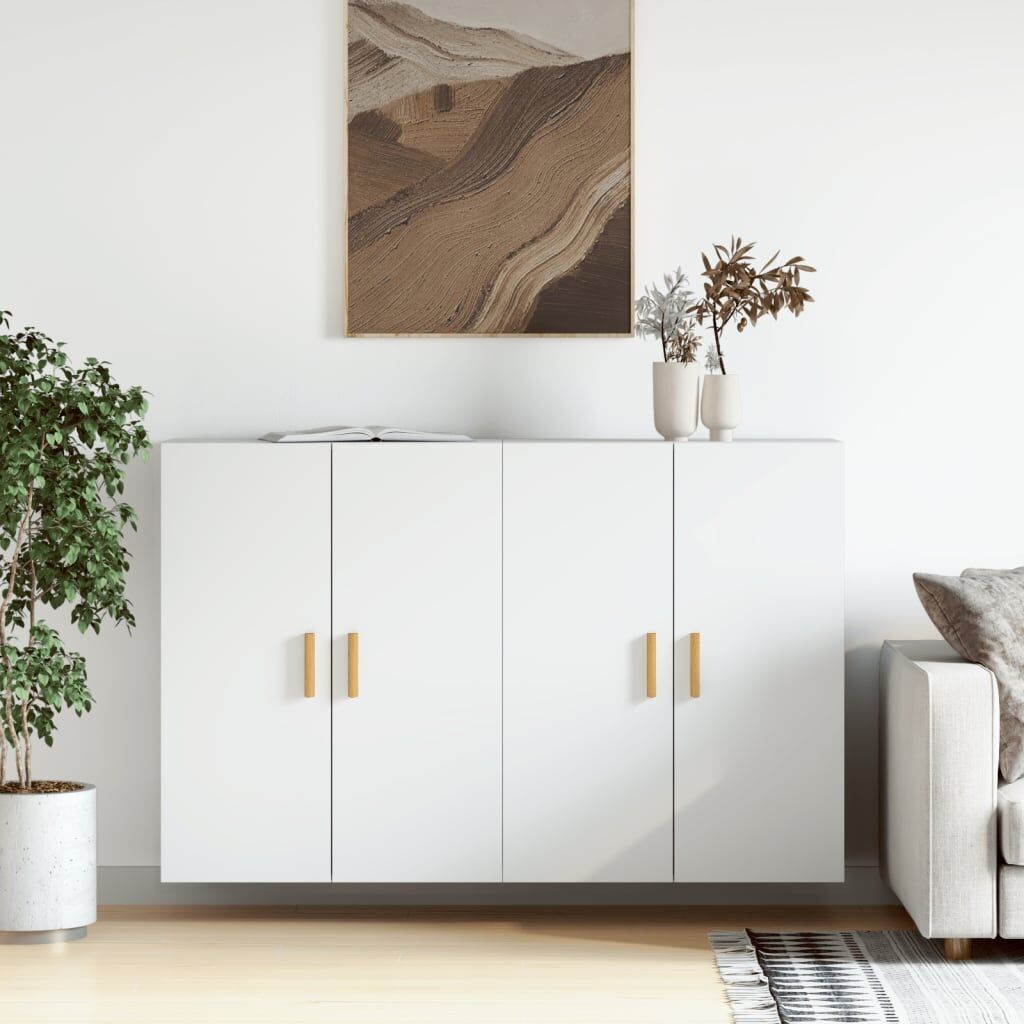 Wall Mounted Cabinets 2 pcs White Engineered Wood Wall Mounted Cabinets 2 pcs White Engineered Wood