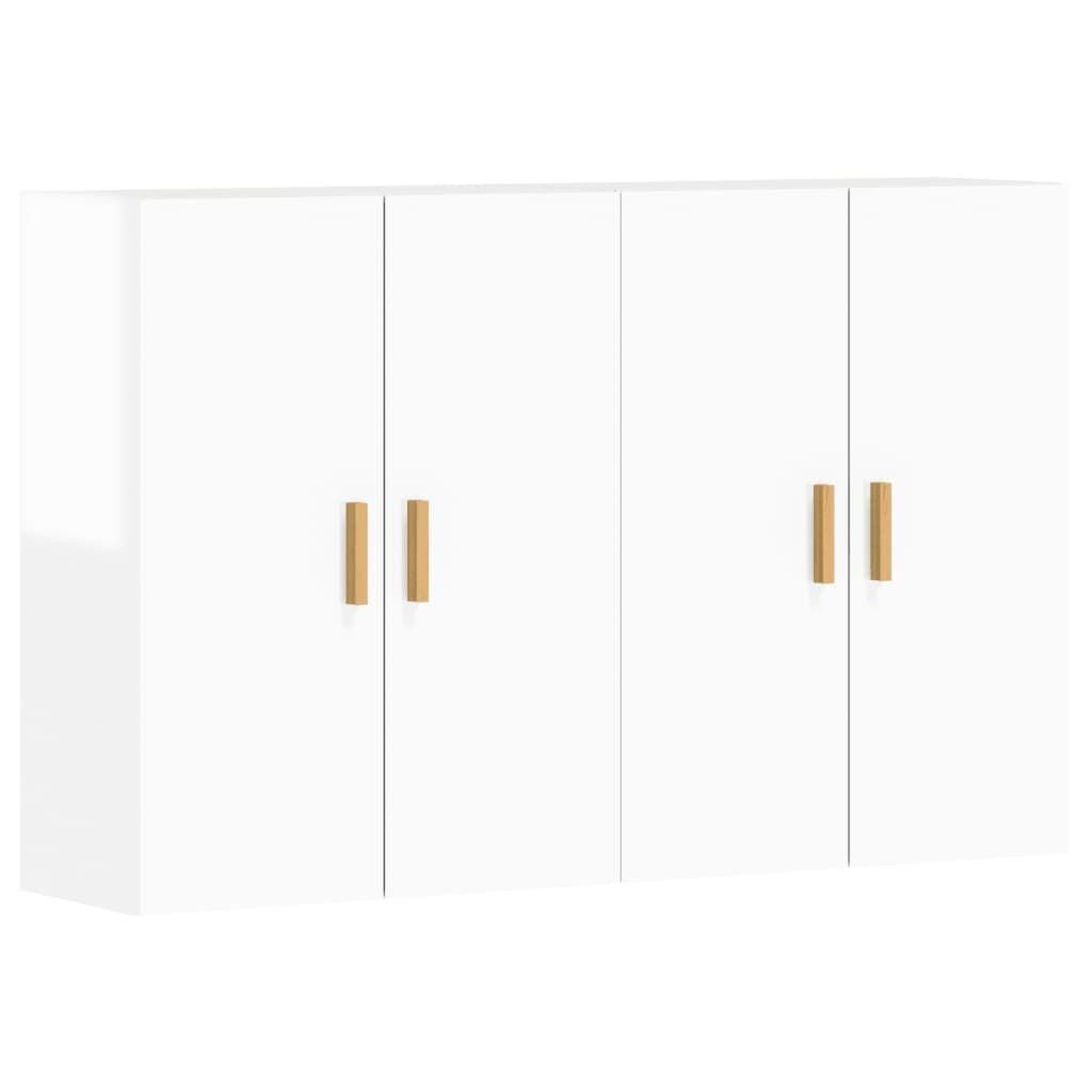 Wall Mounted Cabinets 2 pcs High Gloss White Engineered Wood Wall Mounted Cabinets 2 pcs High Gloss White Engineered Wood