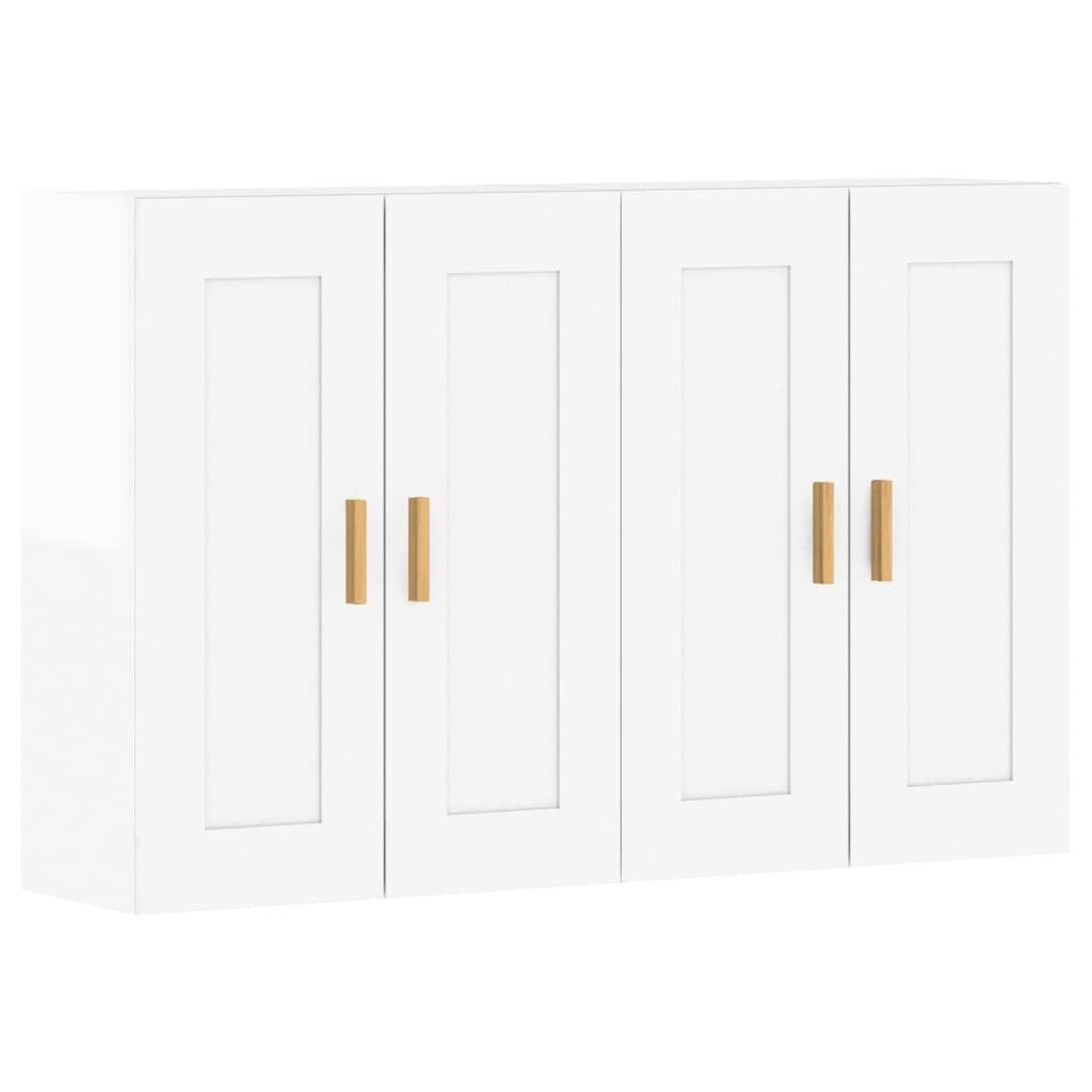 Wall Mounted Cabinets 2 pcs High Gloss White Engineered Wood Wall Mounted Cabinets 2 pcs High Gloss White Engineered Wood