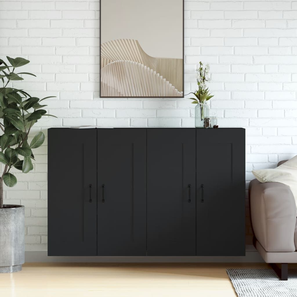 Wall Mounted Cabinets 2 pcs Black Engineered Wood Wall Mounted Cabinets 2 pcs Black Engineered Wood