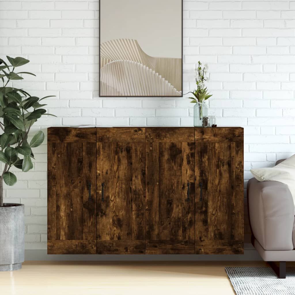 Wall Mounted Cabinets 2 pcs Smoked Oak Engineered Wood Wall Mounted Cabinets 2 pcs Smoked Oak Engineered Wood
