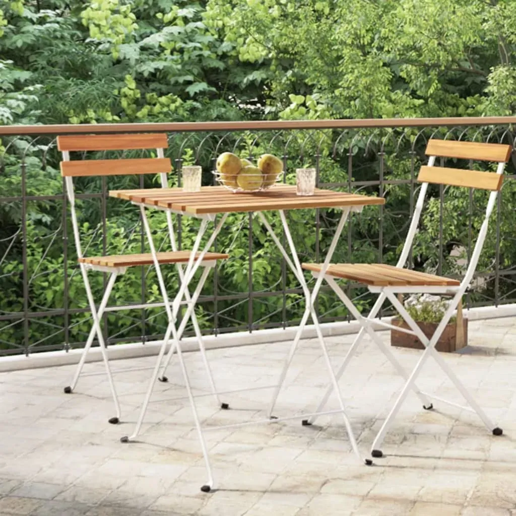 Folding Bistro Table 55x54x71 cm Solid Wood Acacia and Steel Folding Bistro Table 55x54x71 cm Solid Wood Acacia and Steel