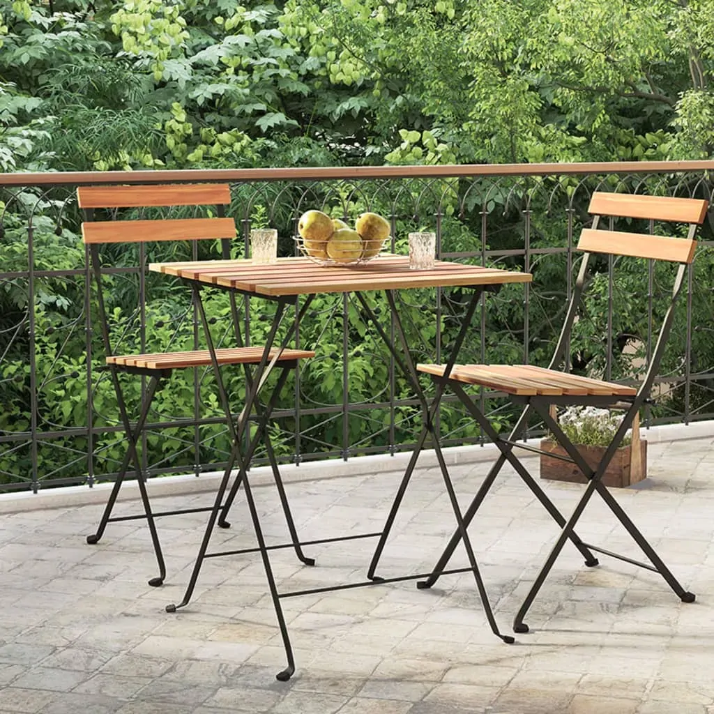 Folding Bistro Table 55x54x71 cm Solid Wood Teak and Steel Folding Bistro Table 55x54x71 cm Solid Wood Teak and Steel