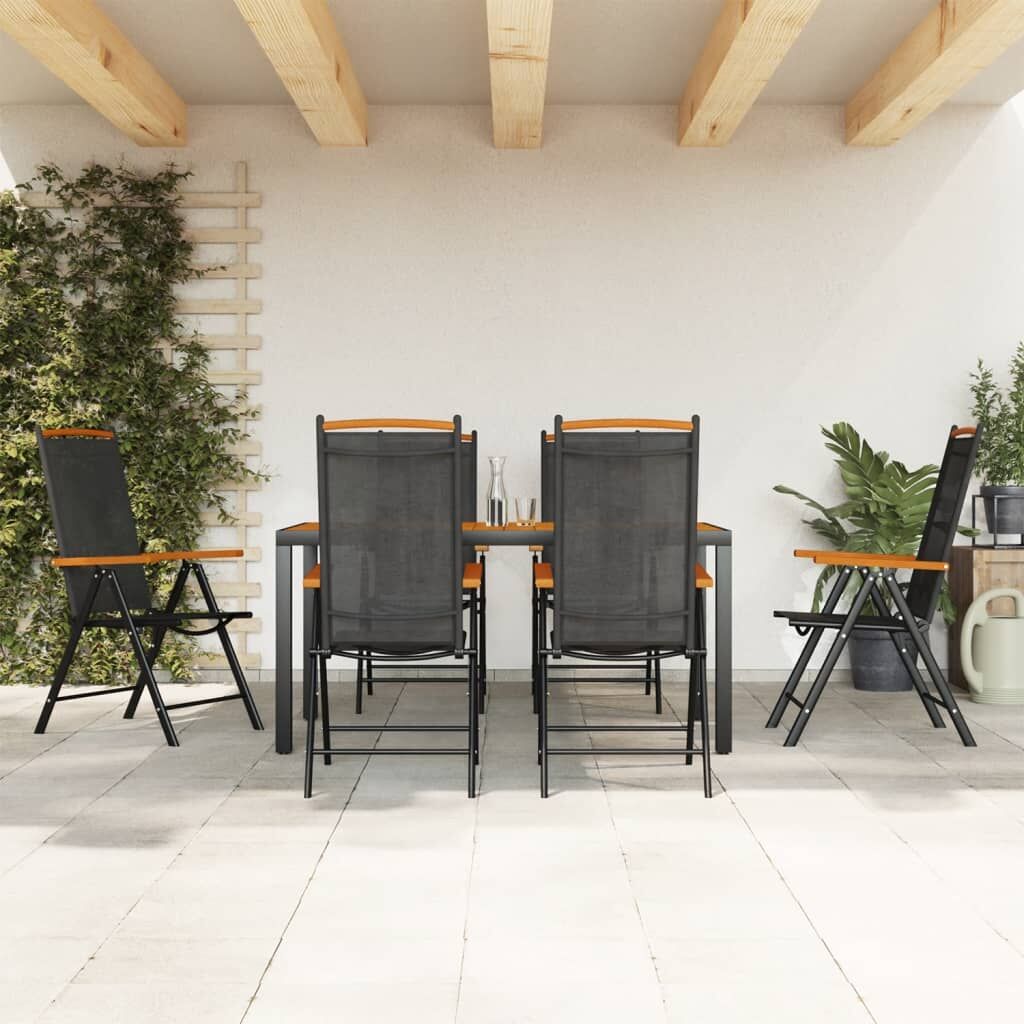 7 Piece Garden Dining Set Black and Brown Aluminium 7 Piece Garden Dining Set Black and Brown Aluminium