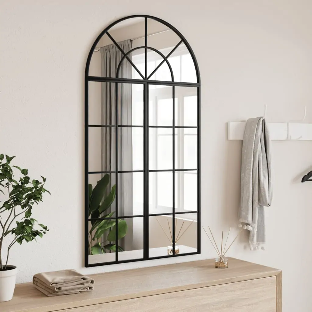 Wall Mirror Black 60x110 cm Arch Iron Wall Mirror Black 60x110 cm Arch Iron