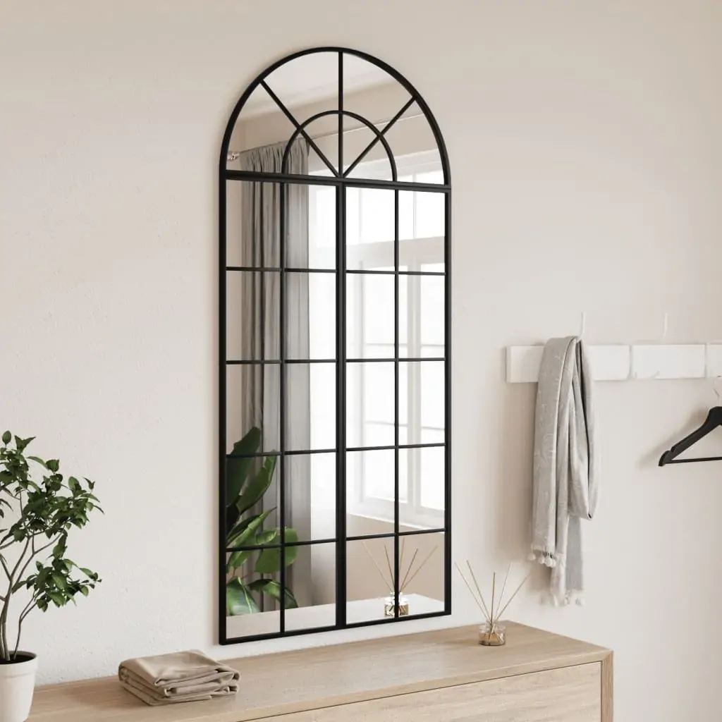 Wall Mirror Black 60x130 cm Arch Iron Wall Mirror Black 60x130 cm Arch Iron