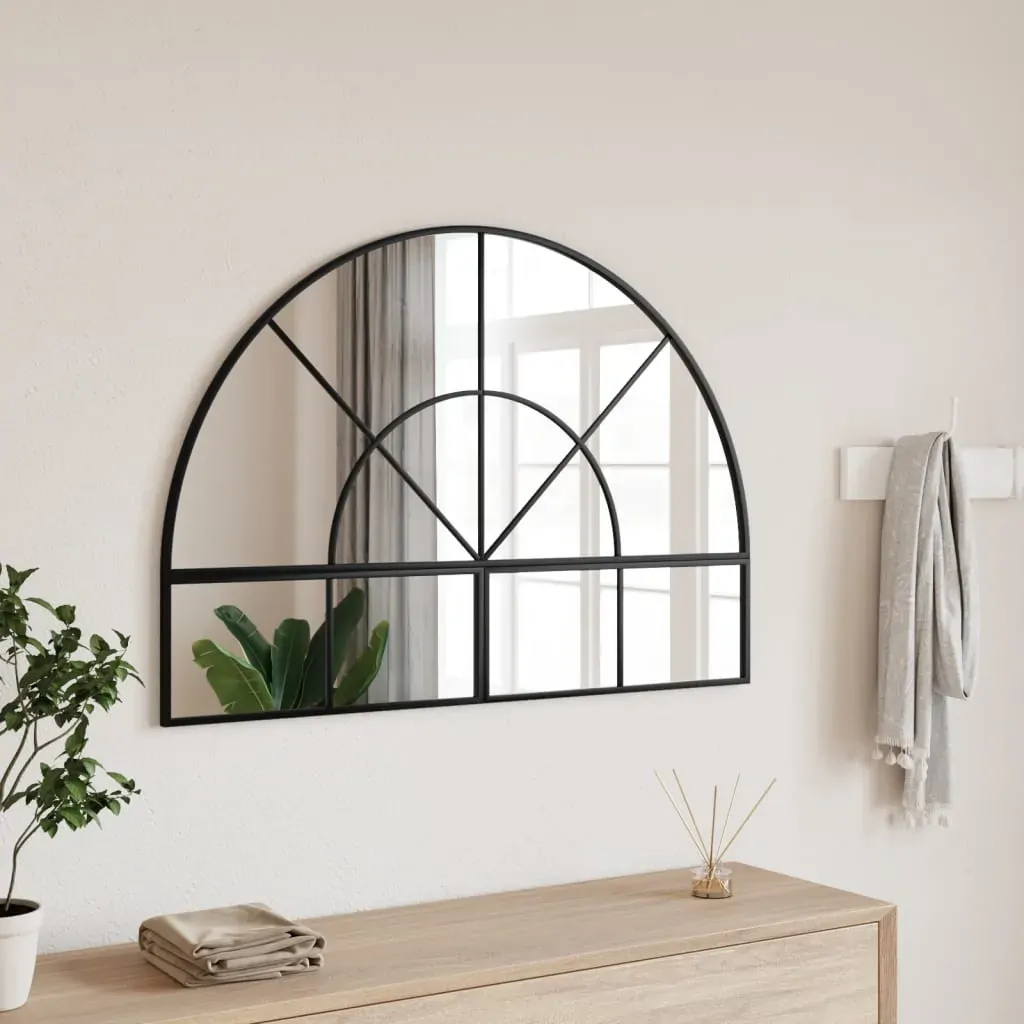 Wall Mirror Black 100x70 cm Arch Iron Wall Mirror Black 100x70 cm Arch Iron