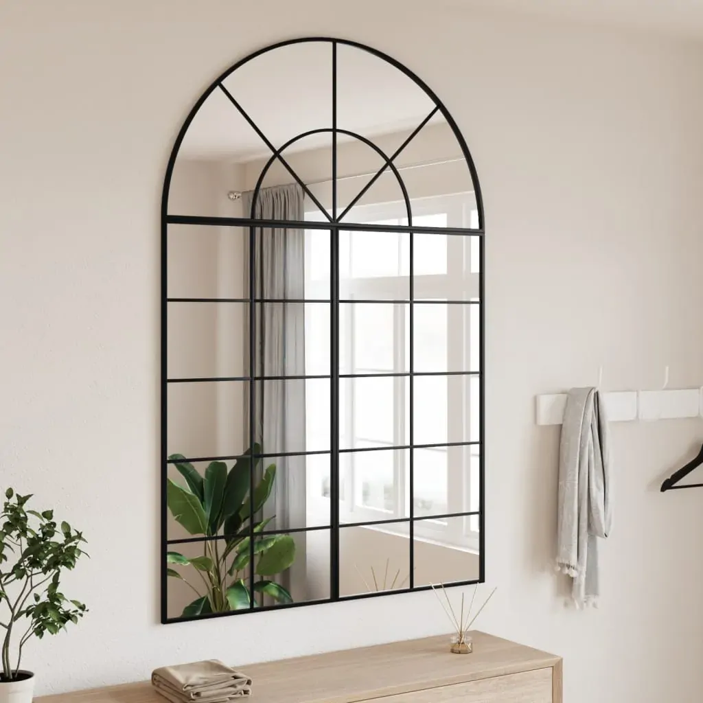 Wall Mirror Black 100x150 cm Arch Iron Wall Mirror Black 100x150 cm Arch Iron