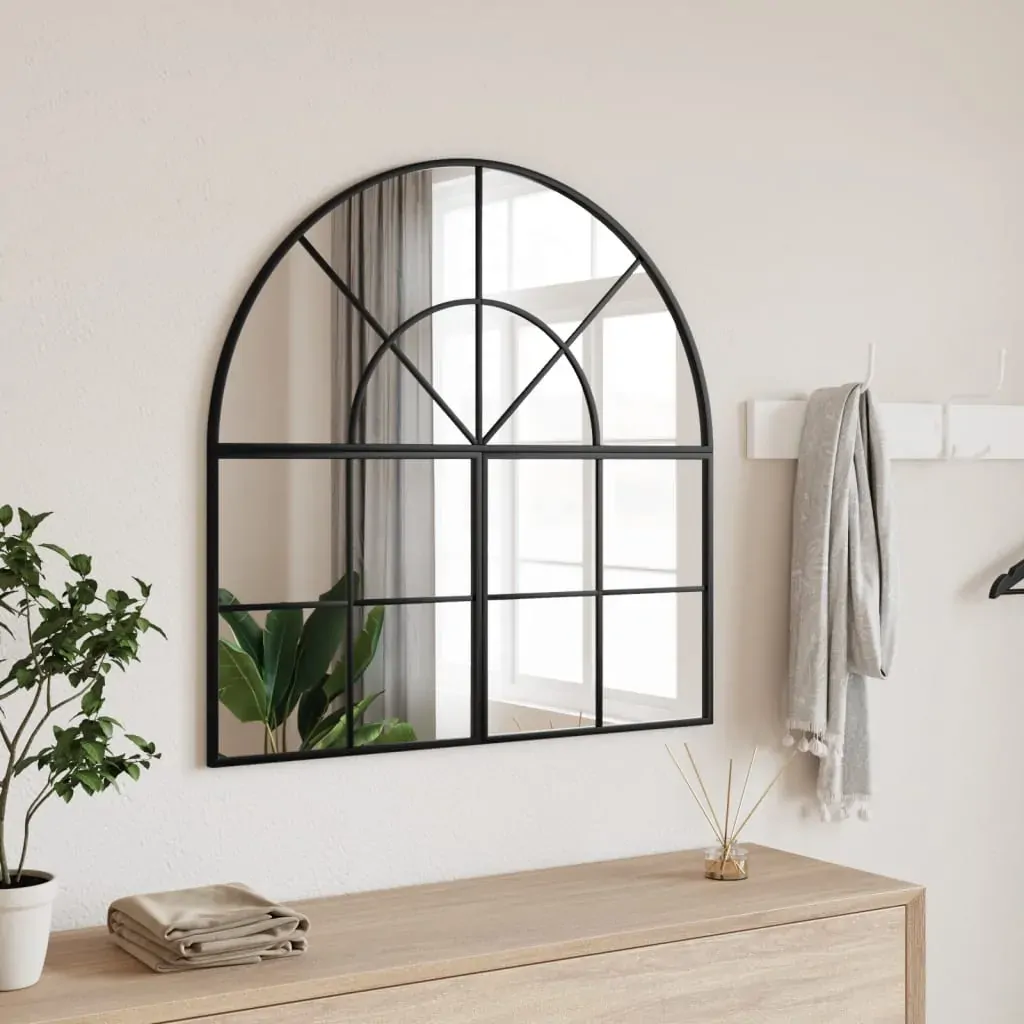 Wall Mirror Black 80x80 cm Arch Iron Wall Mirror Black 80x80 cm Arch Iron