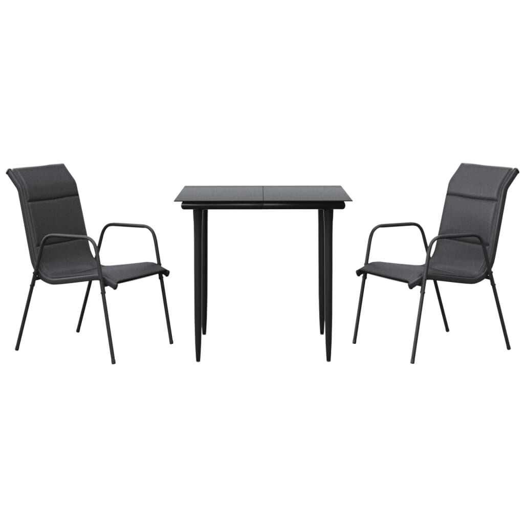 3 Piece Garden Dining Set Black Steel and Textilene 3 Piece Garden Dining Set Black Steel and Textilene