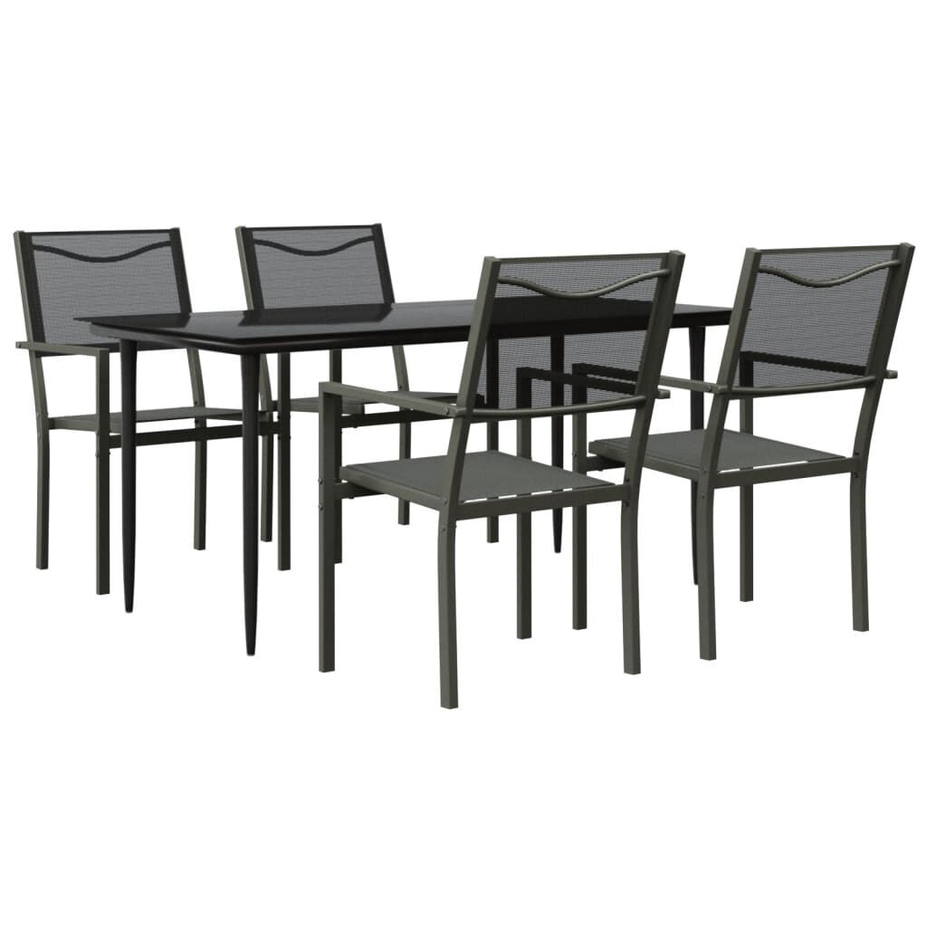5 Piece Garden Dining Set Black Steel and Textilene 5 Piece Garden Dining Set Black Steel and Textilene