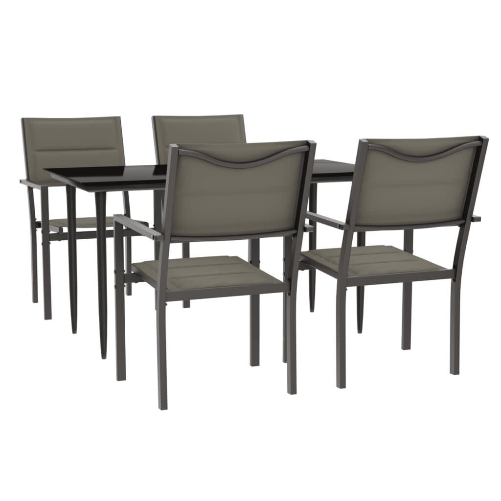 5 Piece Garden Dining Set Black Steel and Textilene 5 Piece Garden Dining Set Black Steel and Textilene