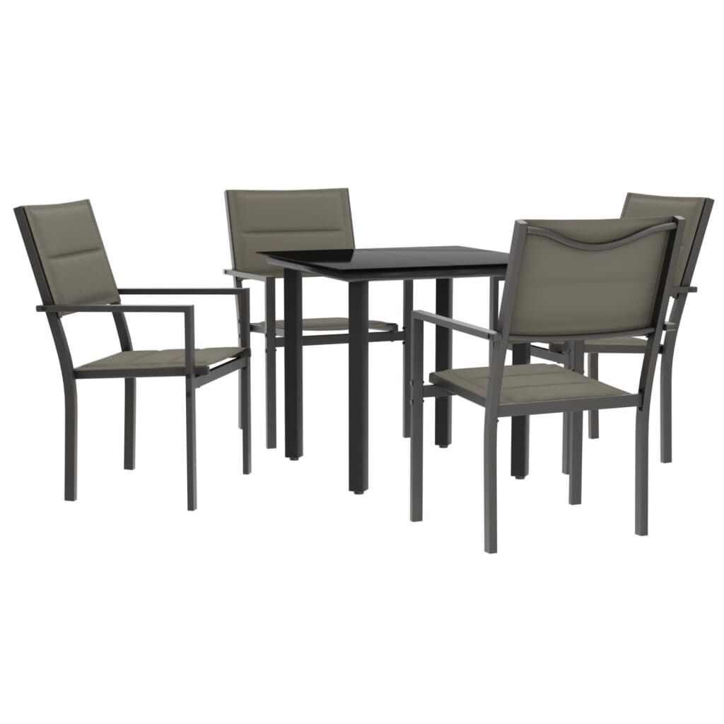 5 Piece Garden Dining Set Black Steel and Textilene 5 Piece Garden Dining Set Black Steel and Textilene