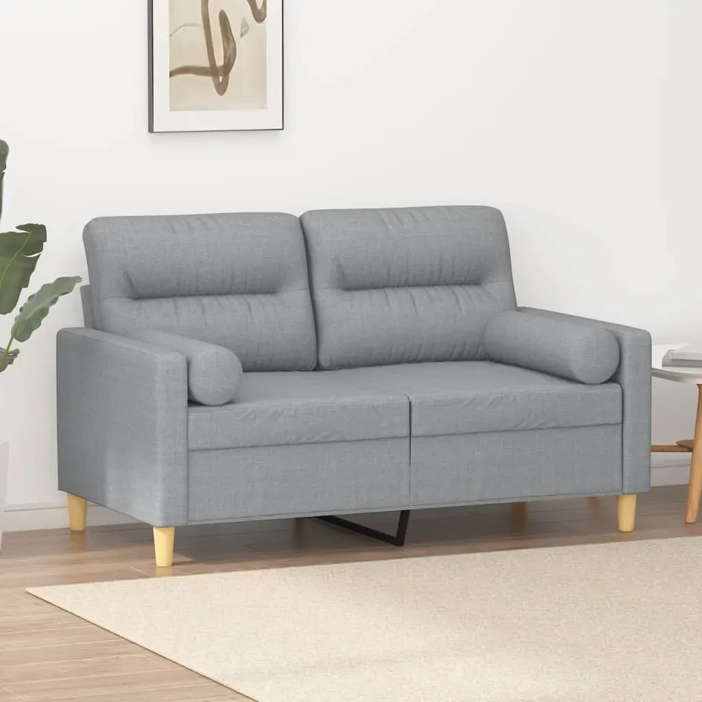 2-Seater Sofa with Throw Pillows Light Grey 120 cm Fabric 2-Seater Sofa with Throw Pillows Light Grey 120 cm Fabric