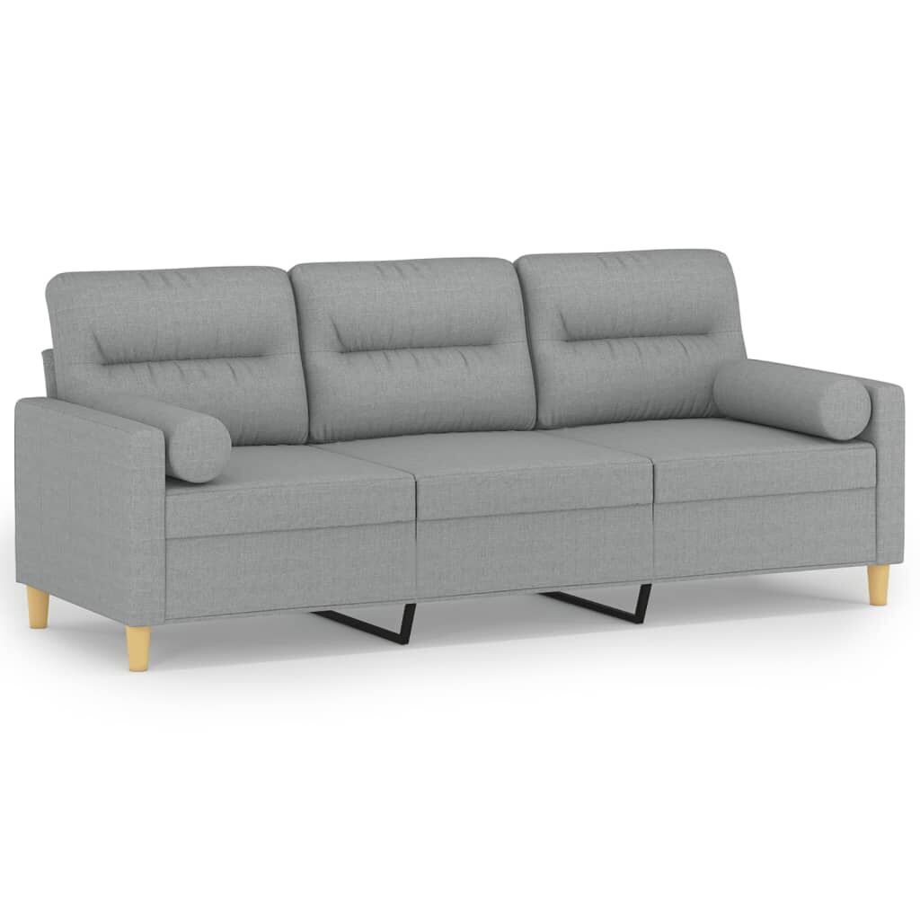 3-Seater Sofa with Throw Pillows Light Grey 180 cm Fabric 3-Seater Sofa with Throw Pillows Light Grey 180 cm Fabric