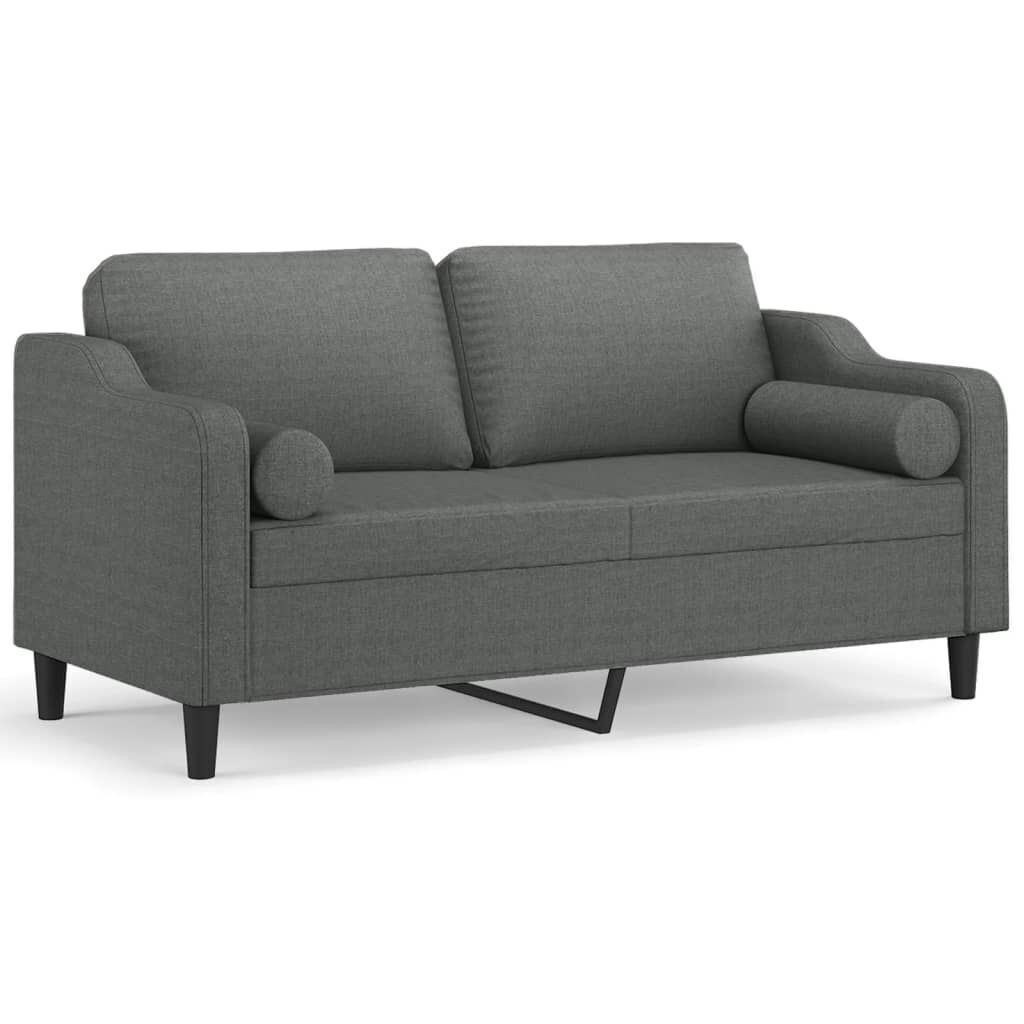 2-Seater Sofa with Throw Pillows Dark Grey 140 cm Fabric 2-Seater Sofa with Throw Pillows Dark Grey 140 cm Fabric