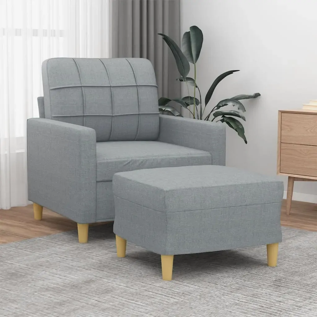 Sofa Chair with Footstool Light Grey 60 cm Fabric Sofa Chair with Footstool Light Grey 60 cm Fabric