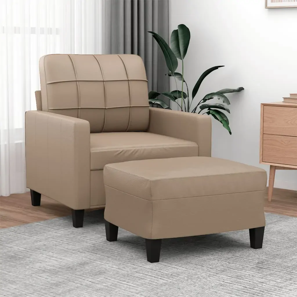 Sofa Chair with Footstool Cappuccino 60 cm Faux Leather Sofa Chair with Footstool Cappuccino 60 cm Faux Leather