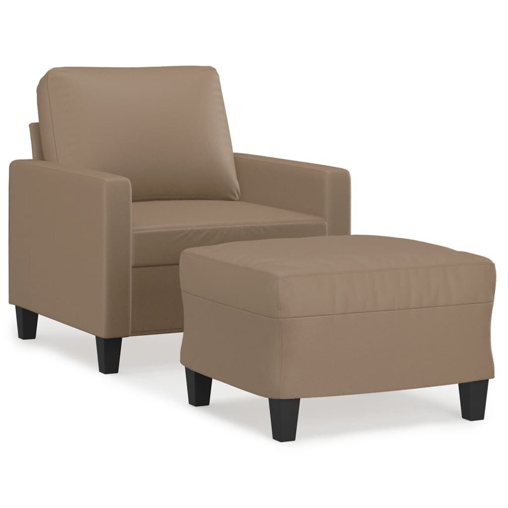 Sofa Chair with Footstool Cappuccino 60 cm Faux Leather Sofa Chair with Footstool Cappuccino 60 cm Faux Leather