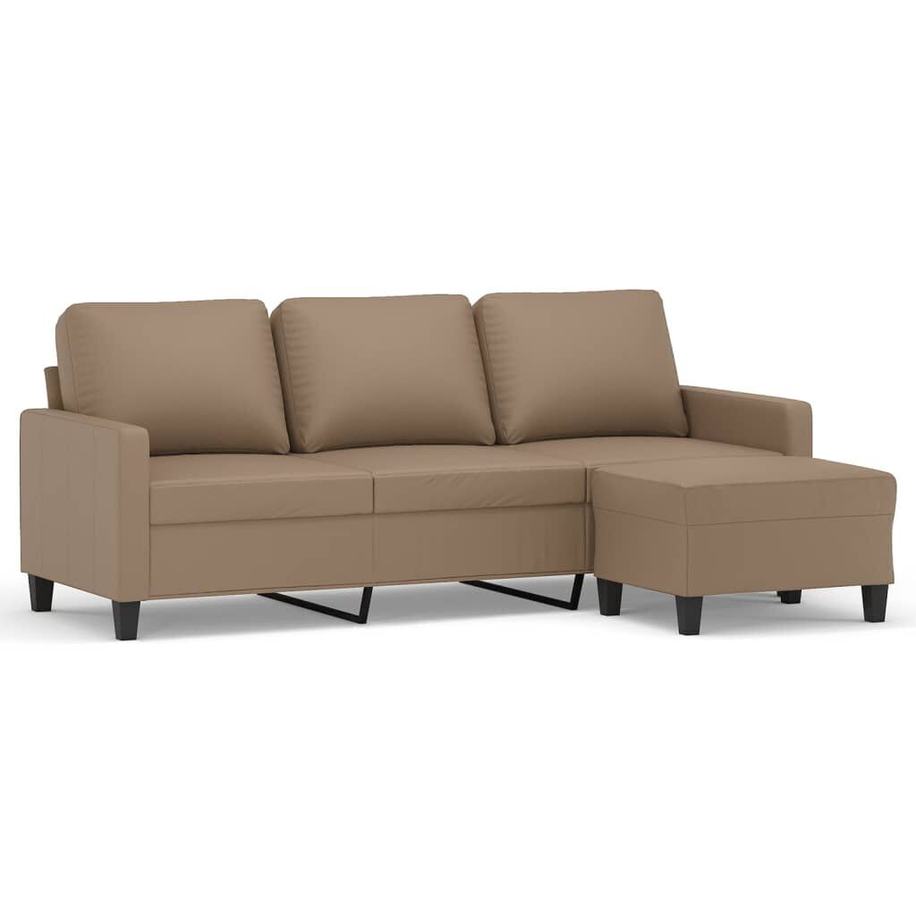 3-Seater Sofa with Footstool Cappuccino 180 cm Faux Leather 3-Seater Sofa with Footstool Cappuccino 180 cm Faux Leather