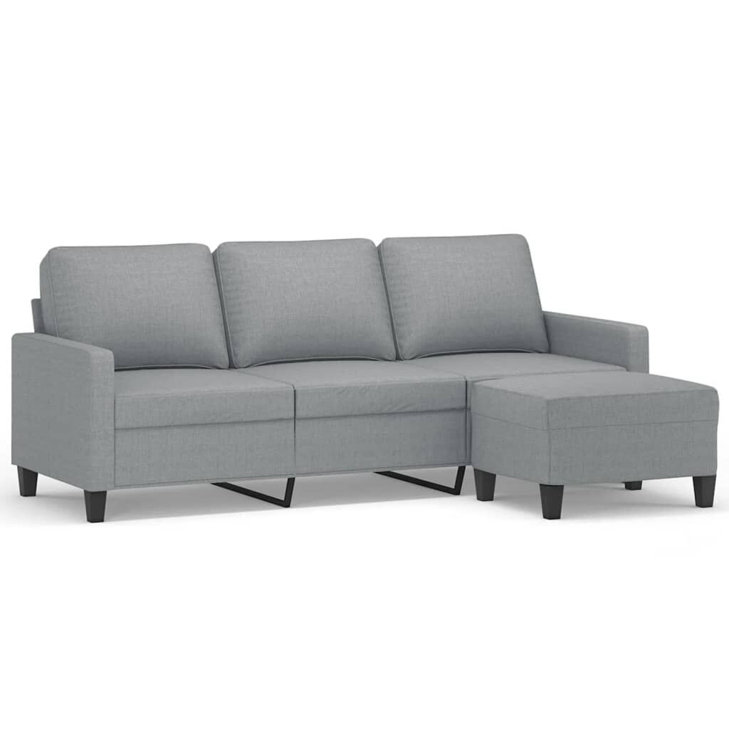 3-Seater Sofa with Footstool Light Grey 180 cm Fabric 3-Seater Sofa with Footstool Light Grey 180 cm Fabric