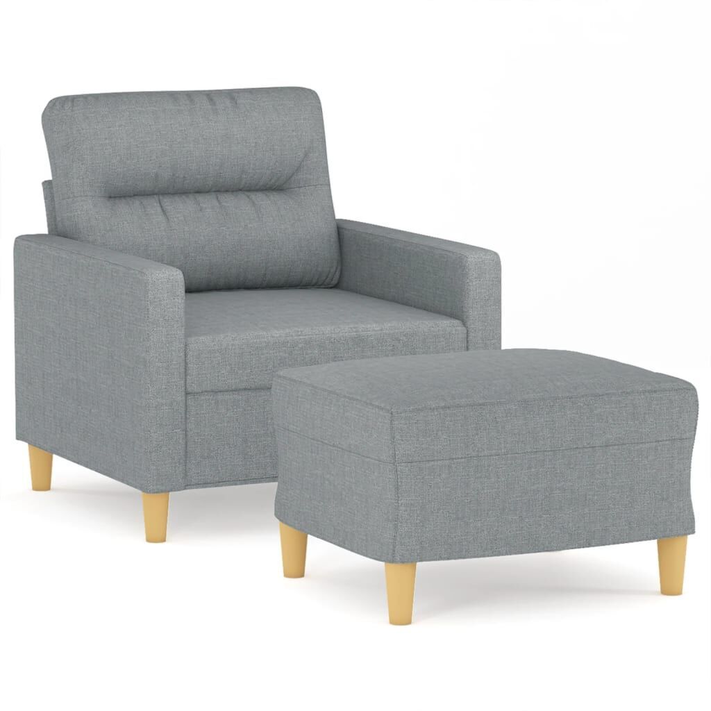 Sofa Chair with Footstool Light Grey 60 cm Fabric Sofa Chair with Footstool Light Grey 60 cm Fabric