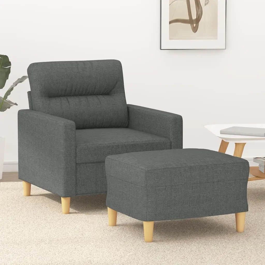 Sofa Chair with Footstool Dark Grey 60 cm Fabric Sofa Chair with Footstool Dark Grey 60 cm Fabric