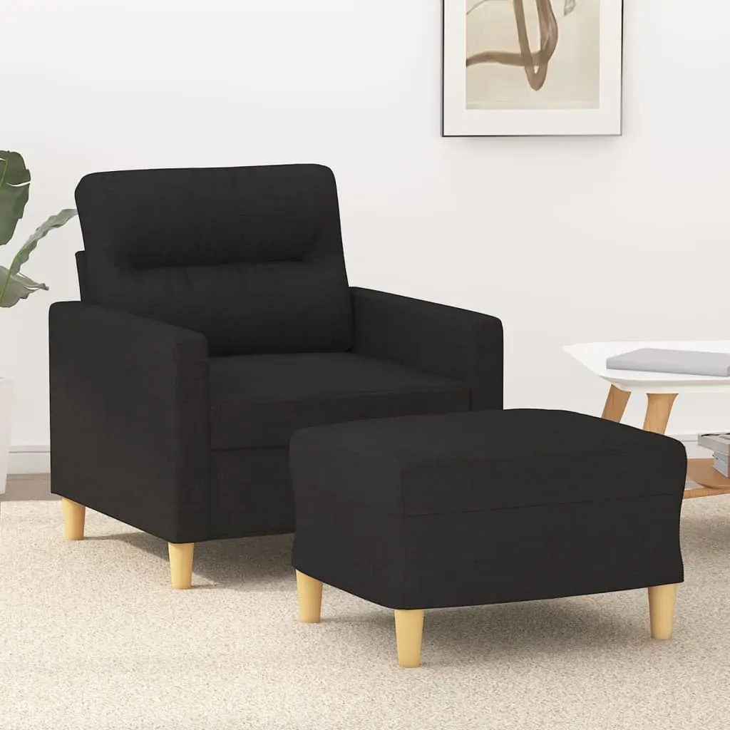 Sofa Chair with Footstool Black 60 cm Fabric Sofa Chair with Footstool Black 60 cm Fabric