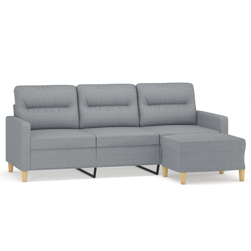 3-Seater Sofa with Footstool Light Grey 180 cm Fabric 3-Seater Sofa with Footstool Light Grey 180 cm Fabric