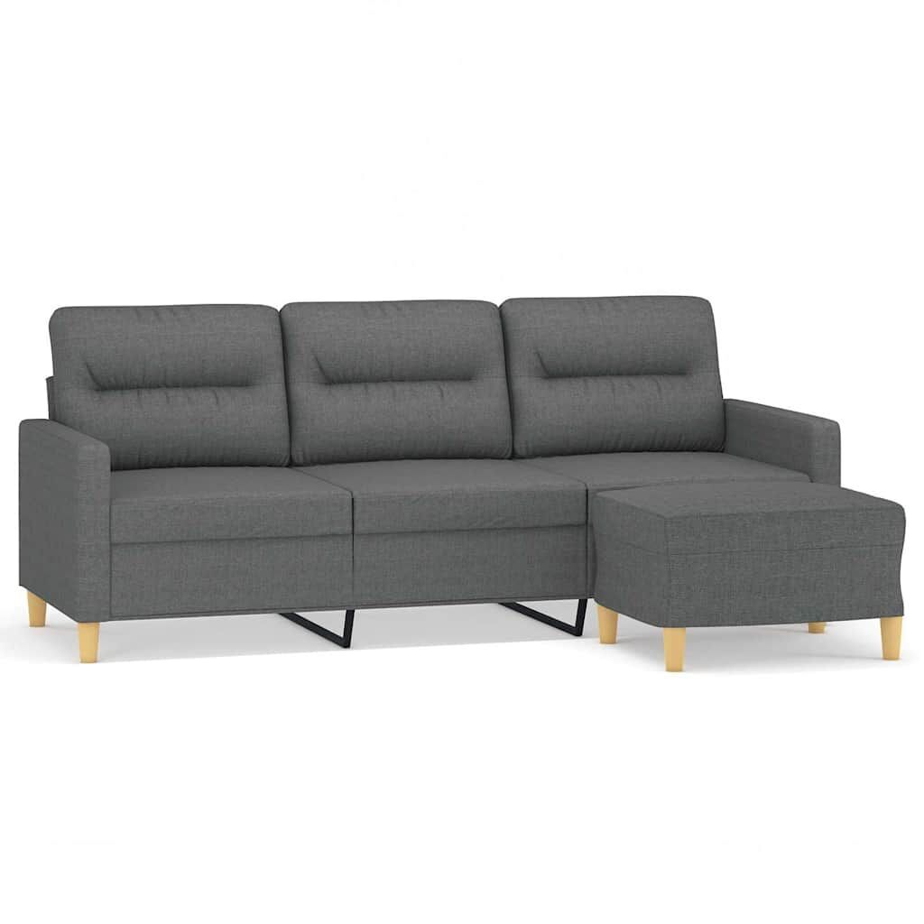 3-Seater Sofa with Footstool Dark Grey 180 cm Fabric 3-Seater Sofa with Footstool Dark Grey 180 cm Fabric