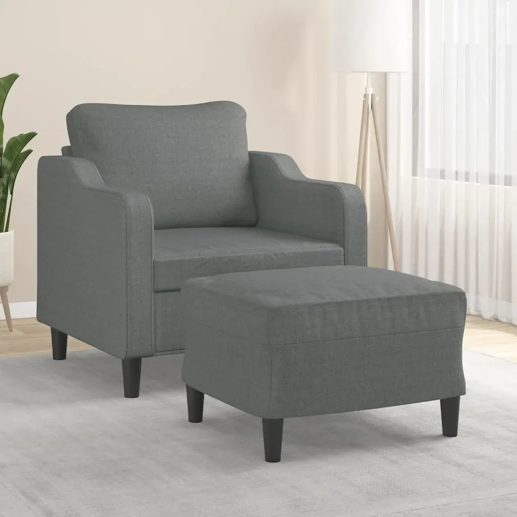 Sofa Chair with Footstool Dark Grey 60 cm Fabric Sofa Chair with Footstool Dark Grey 60 cm Fabric