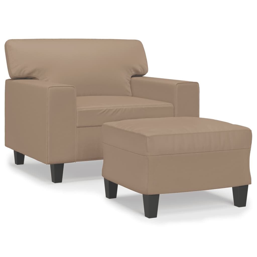 Sofa Chair with Footstool Cappuccino 60 cm Faux Leather Sofa Chair with Footstool Cappuccino 60 cm Faux Leather