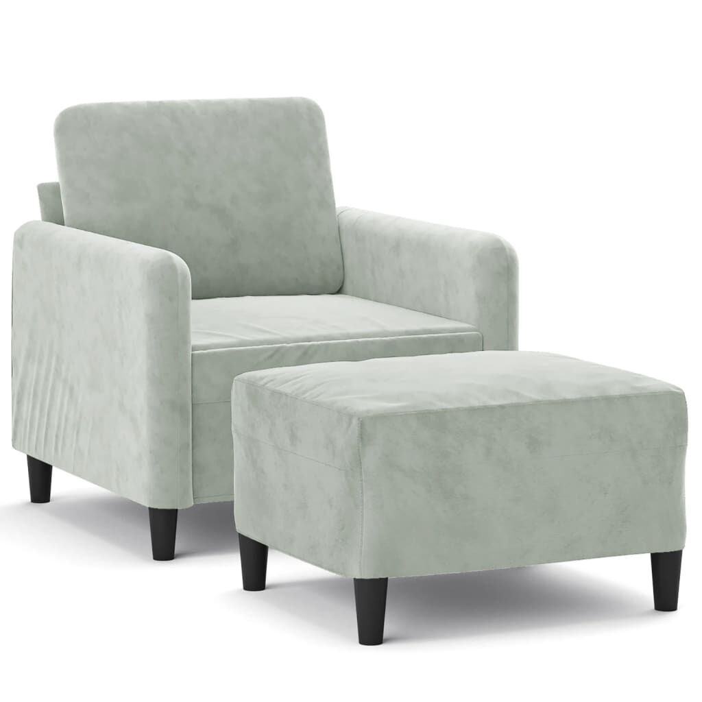 Sofa Chair with Footstool Light Grey 60 cm Velvet Sofa Chair with Footstool Light Grey 60 cm Velvet