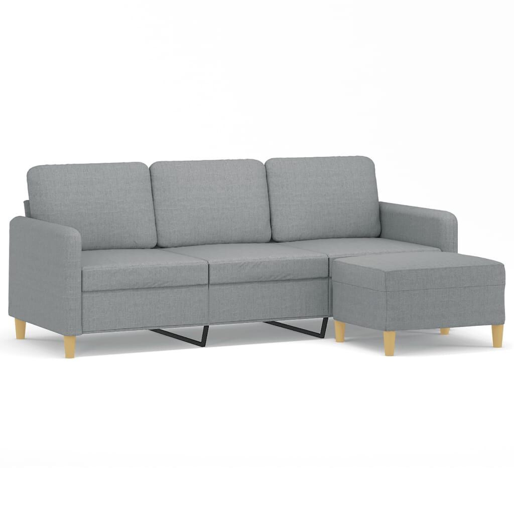3-Seater Sofa with Footstool Light Grey 180 cm Fabric 3-Seater Sofa with Footstool Light Grey 180 cm Fabric