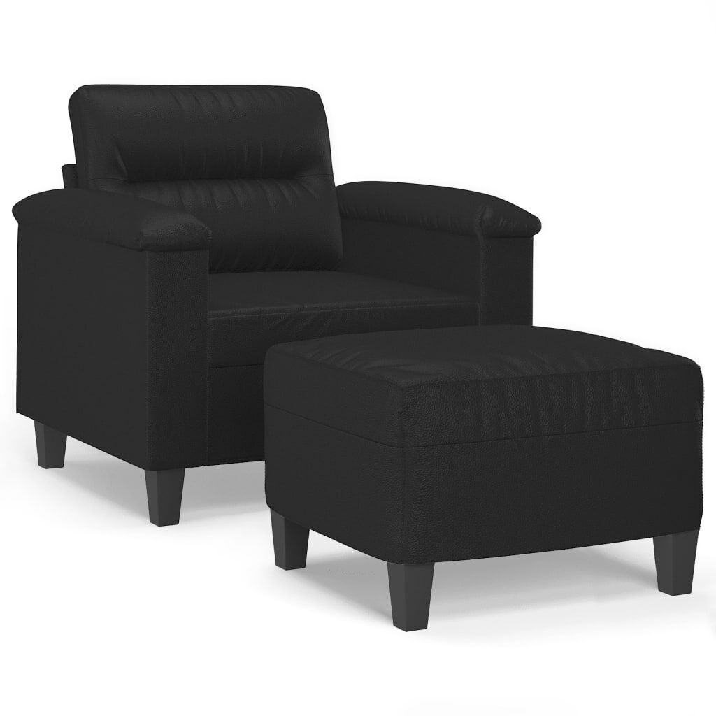 Sofa Chair with Footstool Black 60 cm Faux Leather Sofa Chair with Footstool Black 60 cm Faux Leather