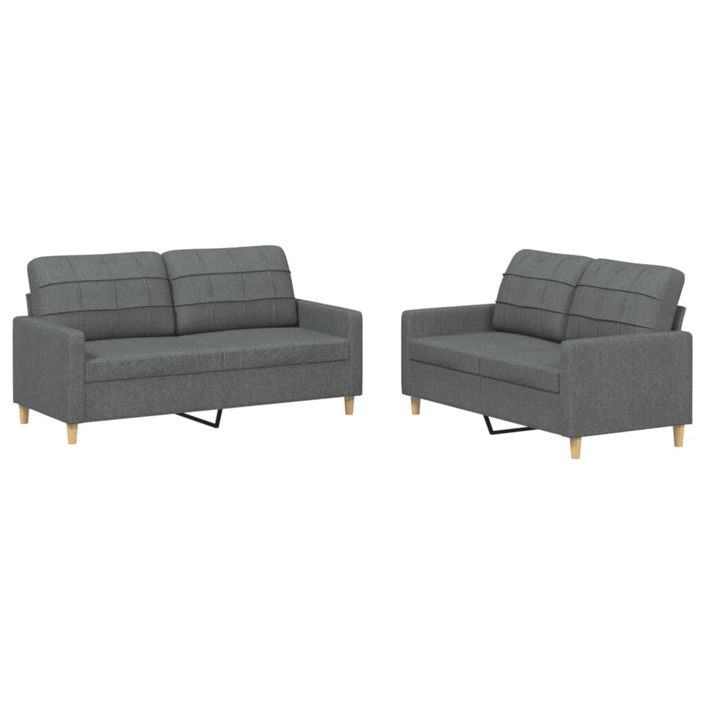 2 Piece Sofa Set with Cushions Dark Grey Fabric 2 Piece Sofa Set with Cushions Dark Grey Fabric