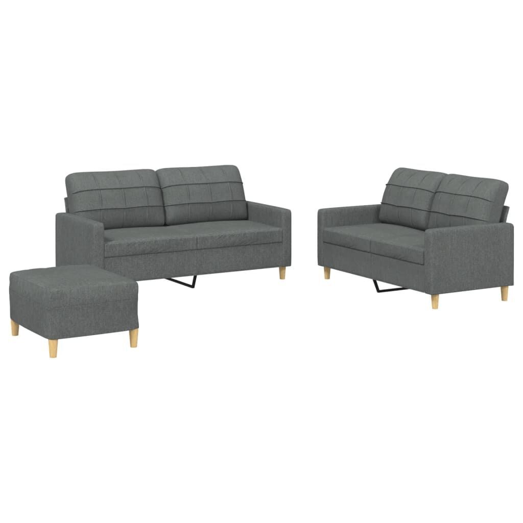 3 Piece Sofa Set with Cushions Dark Grey Fabric 3 Piece Sofa Set with Cushions Dark Grey Fabric