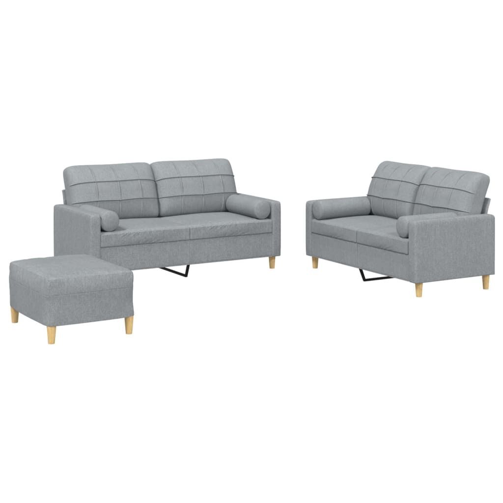 3 Piece Sofa Set with Pillows Light Grey Fabric 3 Piece Sofa Set with Pillows Light Grey Fabric