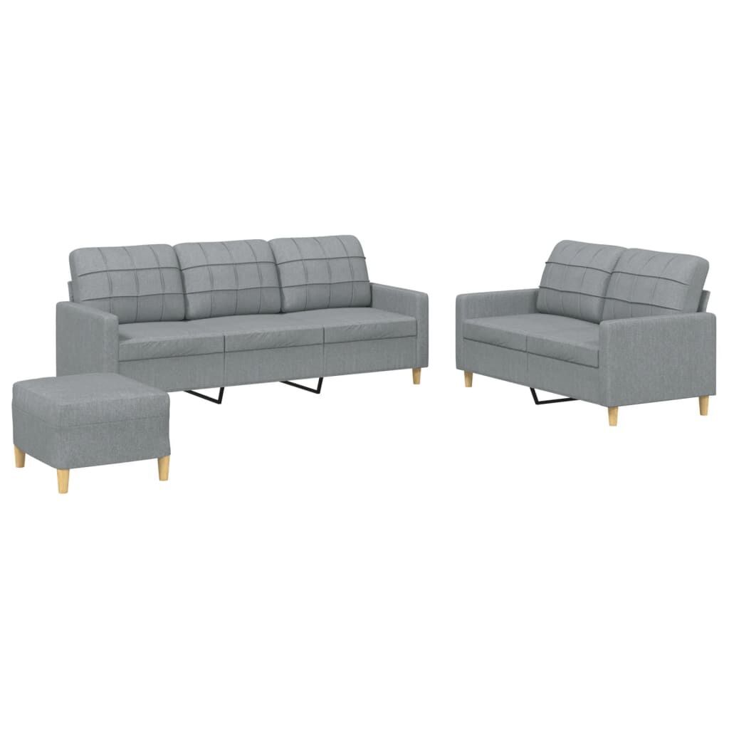 3 Piece Sofa Set with Cushions Light Grey Fabric 3 Piece Sofa Set with Cushions Light Grey Fabric