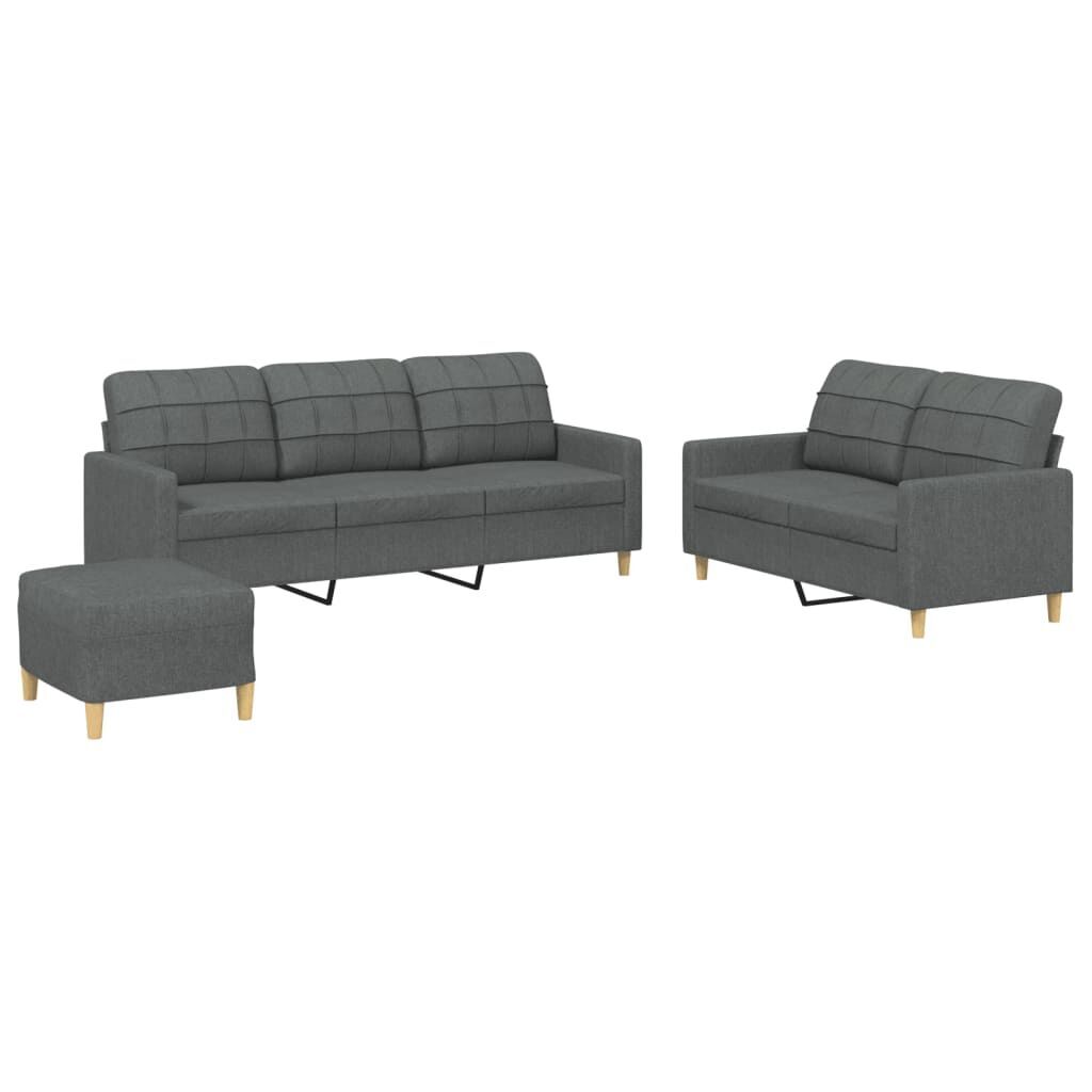 3 Piece Sofa Set with Cushions Dark Grey Fabric 3 Piece Sofa Set with Cushions Dark Grey Fabric