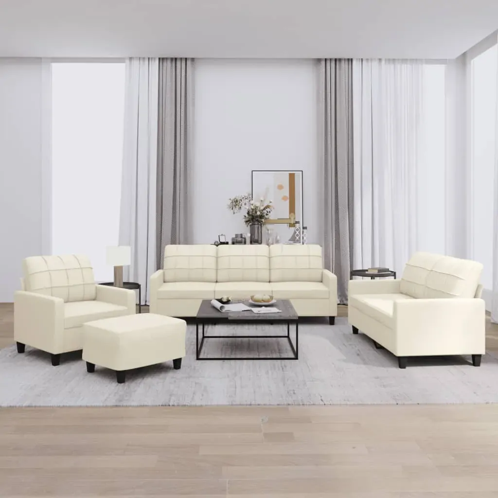 4 Piece Sofa Set with Cushions Cream Faux Leather 4 Piece Sofa Set with Cushions Cream Faux Leather