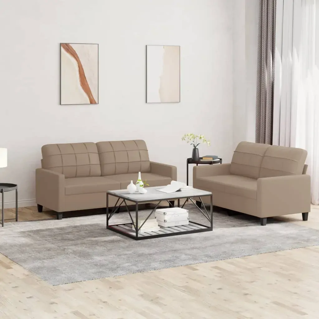 2 Piece Sofa Set with Cushions Cappuccino Faux Leather 2 Piece Sofa Set with Cushions Cappuccino Faux Leather