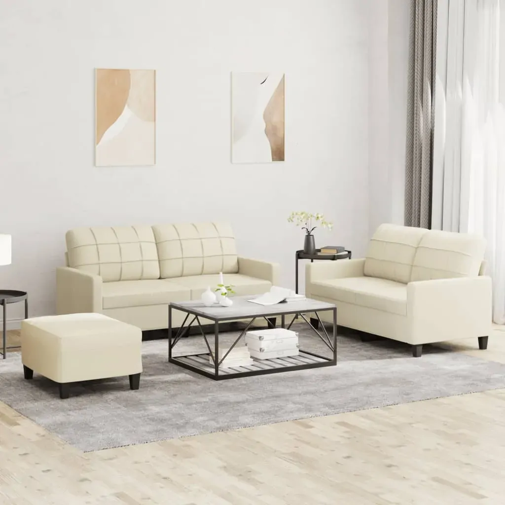 3 Piece Sofa Set with Cushions Cream Faux Leather 3 Piece Sofa Set with Cushions Cream Faux Leather