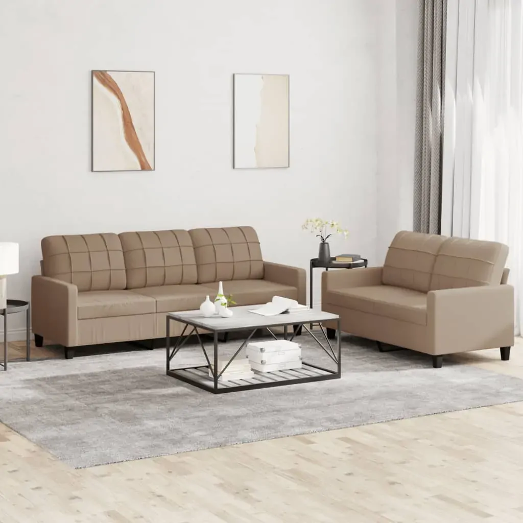 2 Piece Sofa Set with Cushions Cappuccino Faux Leather 2 Piece Sofa Set with Cushions Cappuccino Faux Leather