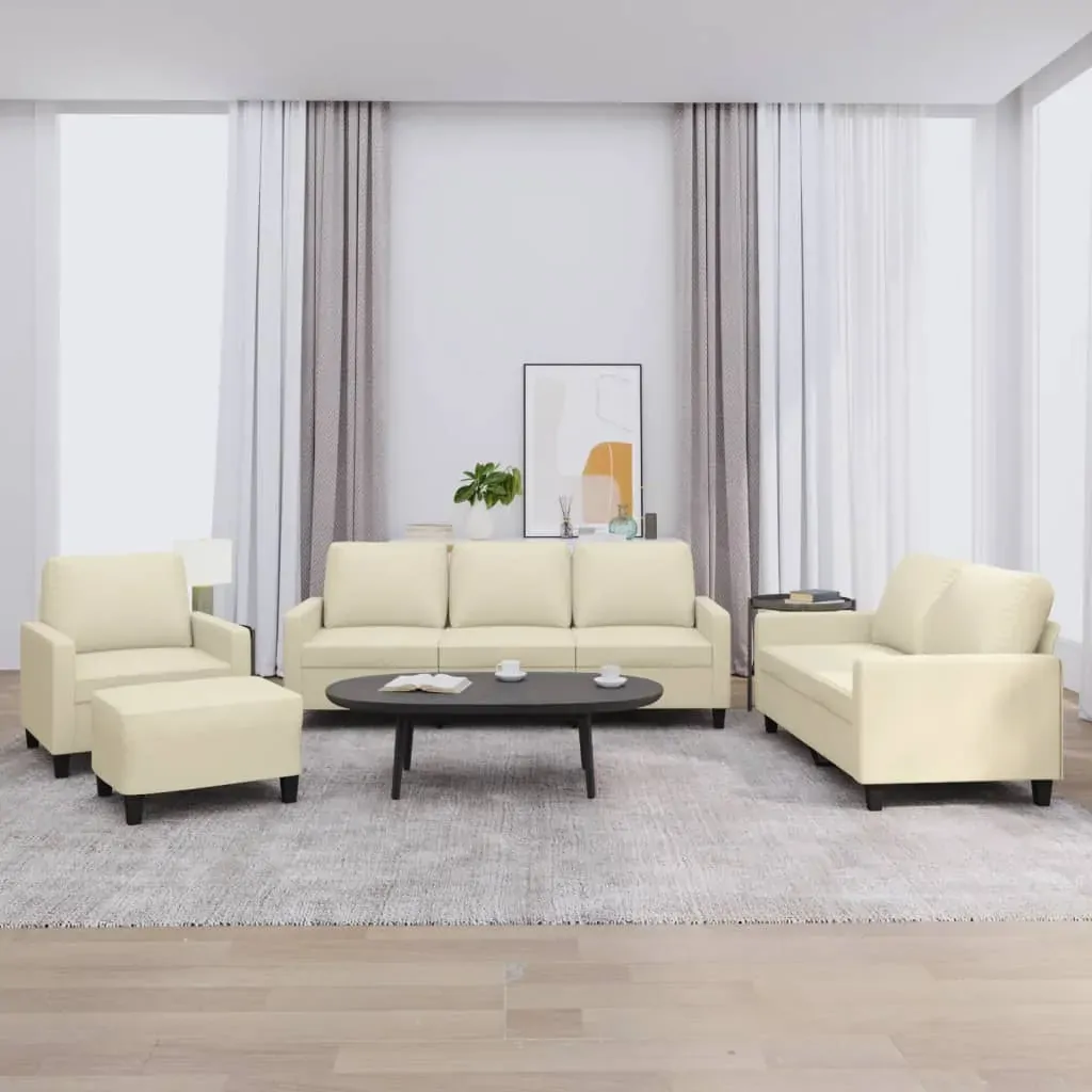 4 Piece Sofa Set with Cushions Cream Faux Leather 4 Piece Sofa Set with Cushions Cream Faux Leather