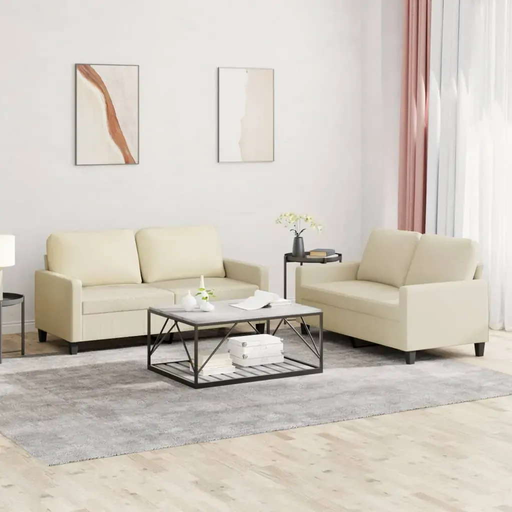 2 Piece Sofa Set with Cushions Cream Faux Leather 2 Piece Sofa Set with Cushions Cream Faux Leather