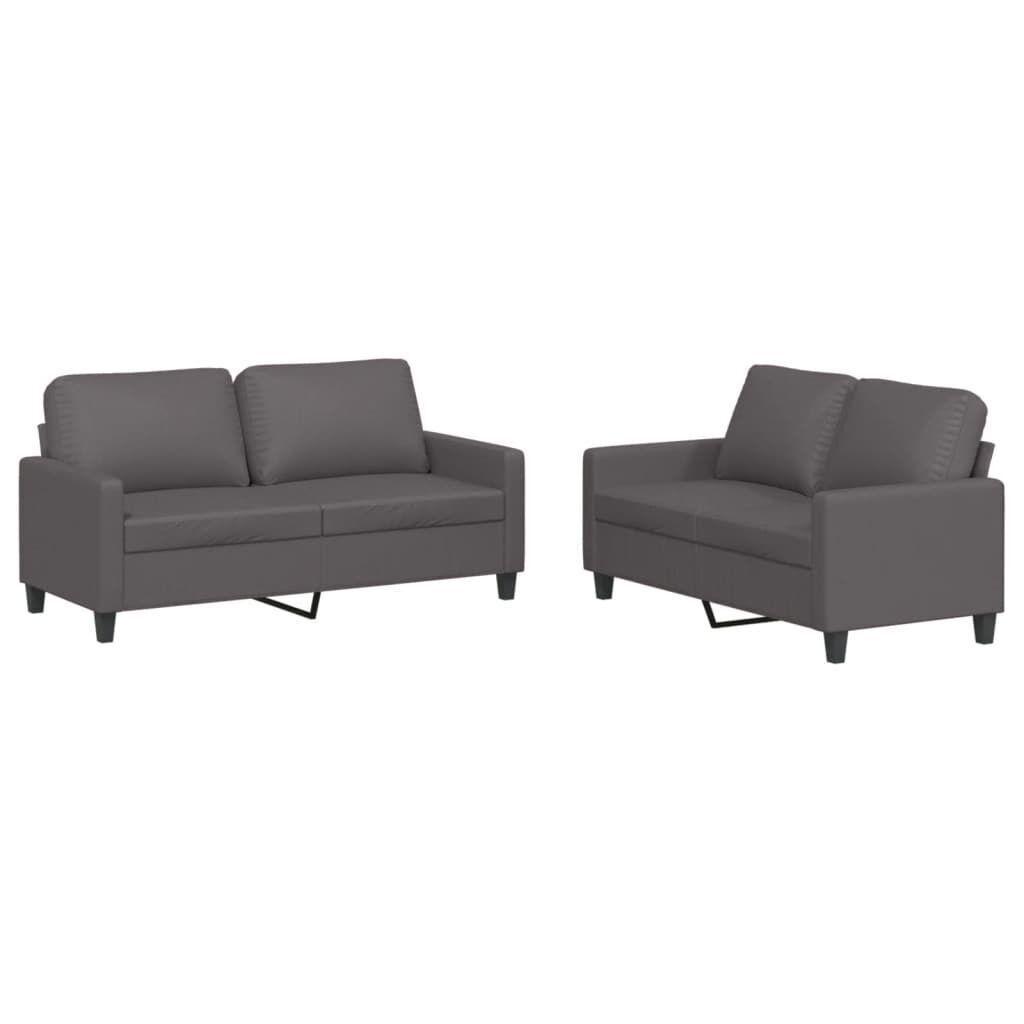 2 Piece Sofa Set with Cushions Grey Faux Leather 2 Piece Sofa Set with Cushions Grey Faux Leather