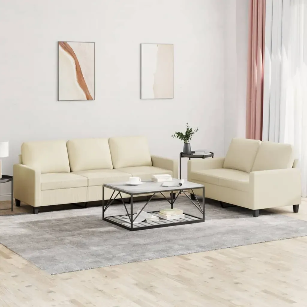 2 Piece Sofa Set with Cushions Cream Faux Leather 2 Piece Sofa Set with Cushions Cream Faux Leather