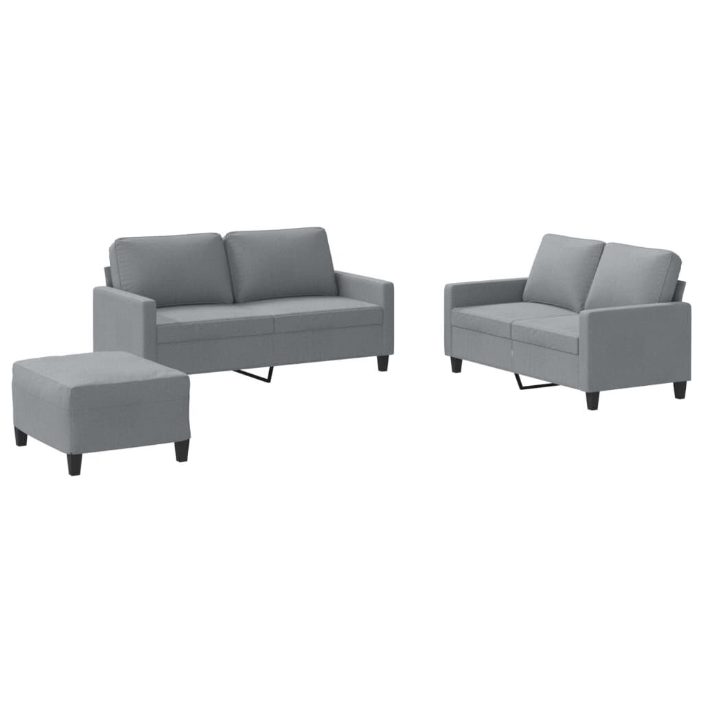 3 Piece Sofa Set with Cushions Light Grey Fabric 3 Piece Sofa Set with Cushions Light Grey Fabric