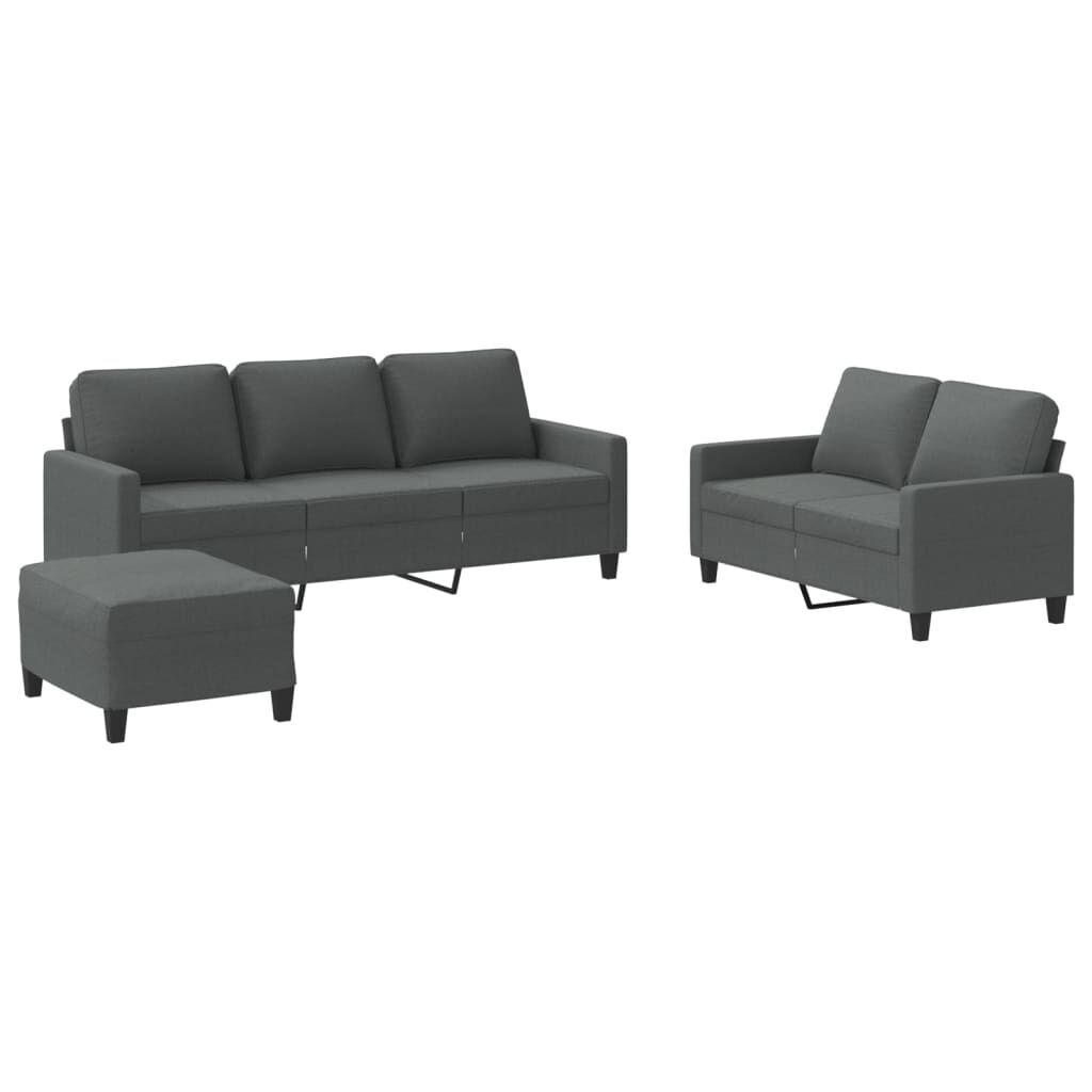 3 Piece Sofa Set with Cushions Dark Grey Fabric 3 Piece Sofa Set with Cushions Dark Grey Fabric